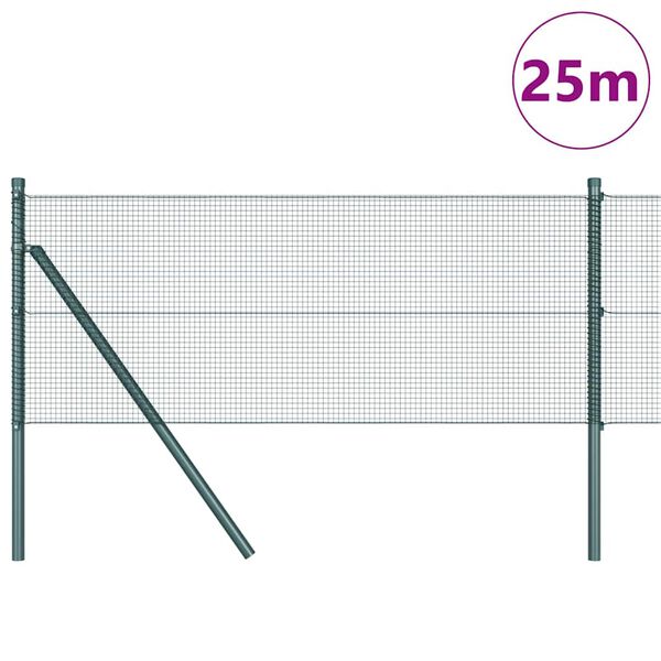 vidaXL Poste de Cerca Verde 25 x 0,6 m (malha de 12 x 12 mm) A&ccedil;o e PVC