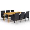 vidaXL 7 pcs conjunto de jantar para jardim preto