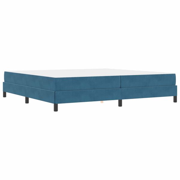 vidaXL Cama Box com colch&atilde;o Azul Escuro 200 x 200 cm tecido