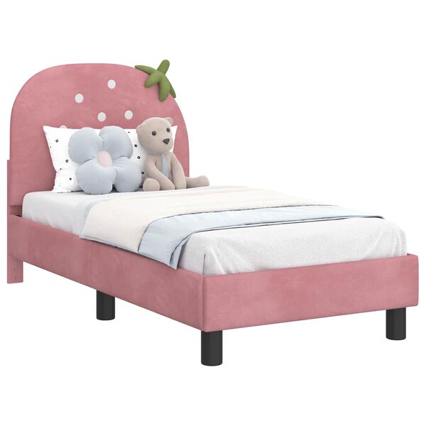 vidaXL Estrutura de Cama para Crian&ccedil;a com Cabeceira Rosa 70 x 140 cm