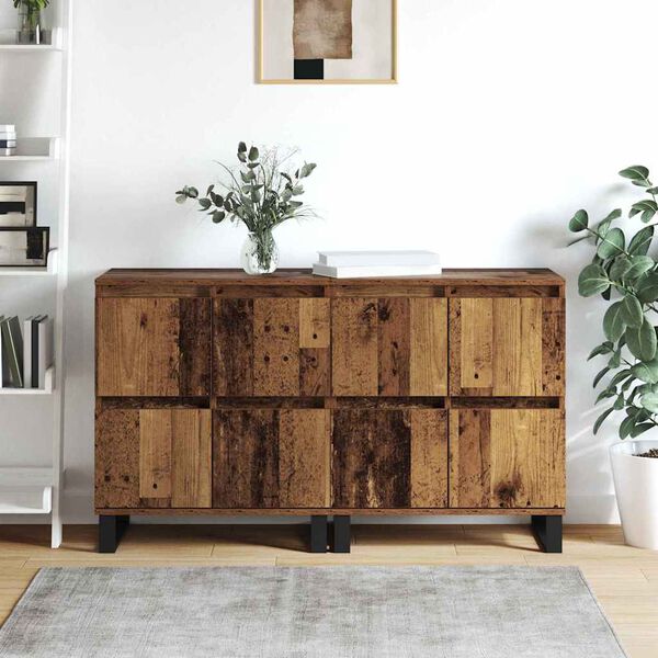 vidaXL Buffet 2 pcs Madeira antiga 60 x 35 x 70 cm