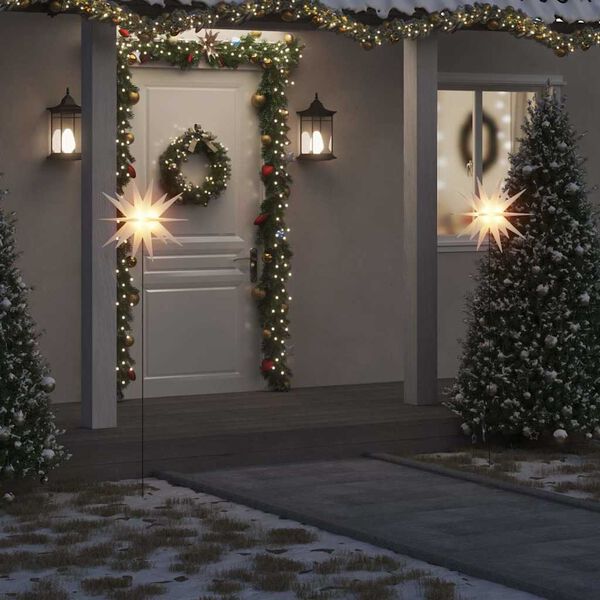 vidaXL Luzes de Natal com espig&otilde;es 3 pcs LEDs dobr&aacute;vel 57 cm branco