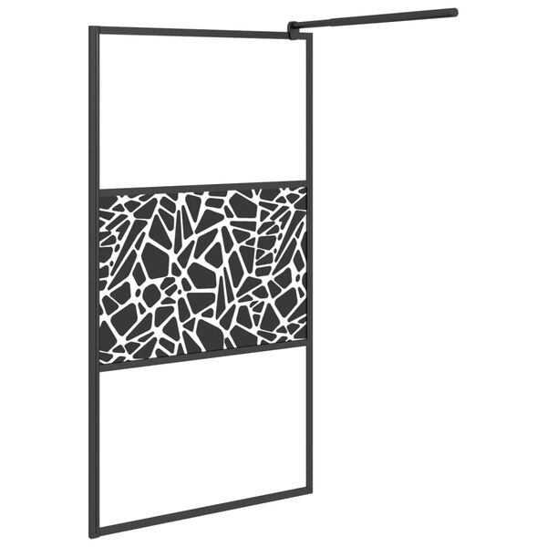 vidaXL Divis&oacute;ria de chuveiro 100x195cm vidro ESG design pedras preto