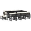 vidaXL 13 pcs conjunto de jantar p/jardim com almofad&otilde;es vime PE preto