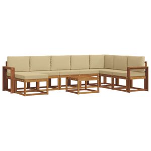 vidaXL Conjunto de Sof&aacute;s para Exterior 9 unid. Natural e Bege