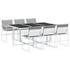 vidaXL 7 pcs conj. de jantar p/ jardim c/ almofad&otilde;es textilene branco
