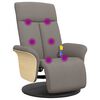 vidaXL Cadeira massagens reclin. c/ apoio p&eacute;s tecido cinza-acastanhado