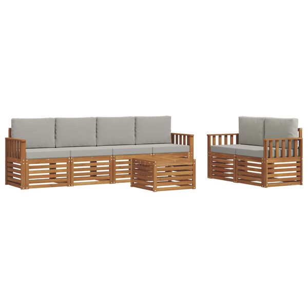 vidaXL Conjuntos de sof&aacute;s com almofada 7 pcs Cinza Natural e Claro