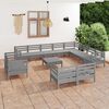 vidaXL 13 pcs conjunto lounge de jardim pinho maci&ccedil;o cinzento
