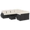 vidaXL 9 pcs conjunto de sof&aacute;s p/ jardim c/ almofad&otilde;es vime PE preto