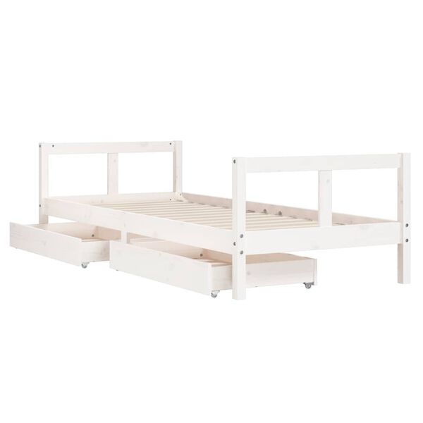 vidaXL Estrutura cama infantil c/ gavetas 80x200cm pinho maci&ccedil;o branco