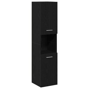 vidaXL Arm&aacute;rio de Banheiro com porta Carvalho Preto 30 x 30 x 130 cm