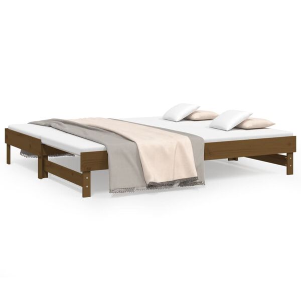 vidaXL Sof&aacute;-cama puxar 2x(80x200) cm pinho maci&ccedil;o castanho mel
