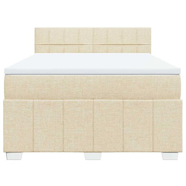 vidaXL Cama com molas/colch&atilde;o 140x190 cm tecido cor creme