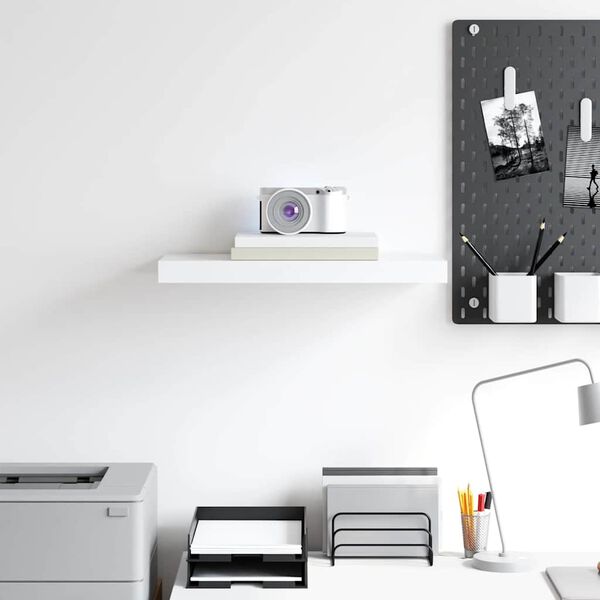 vidaXL Prateleira de parede suspensa 50x23x3,8 cm MDF branco