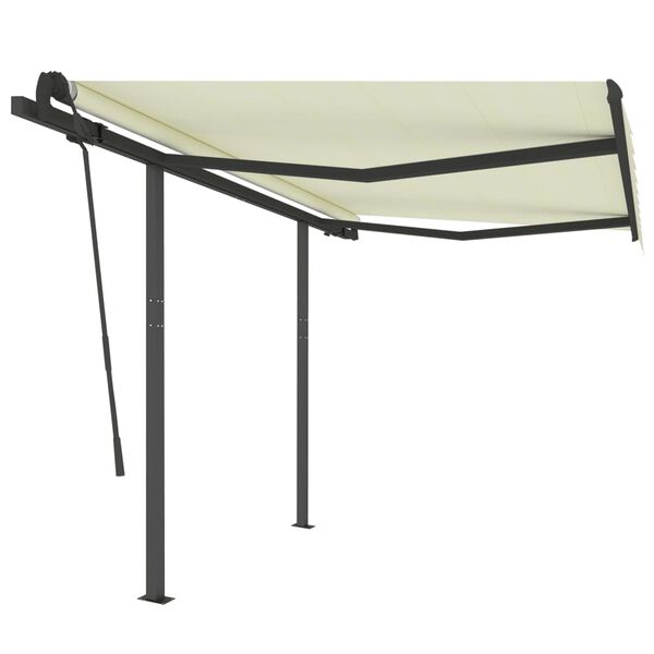 vidaXL Toldo retr&aacute;til autom&aacute;tico com postes 3,5x2,5 m cor creme
