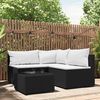 vidaXL 4 pcs conjunto lounge de jardim c/ almofad&otilde;es vime PE preto