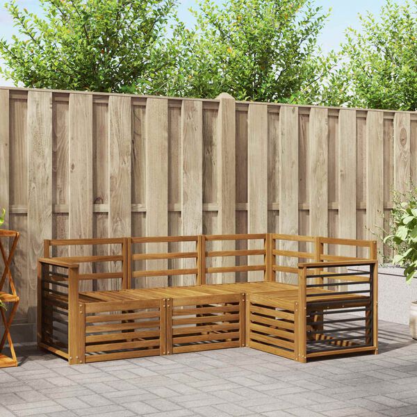 vidaXL Conjuntos de sof&aacute;s 4 pcs Natural Madeira S&oacute;lida de Ac&aacute;cia