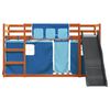 vidaXL Beliche com escorrega e cortinas 90x200 cm azul