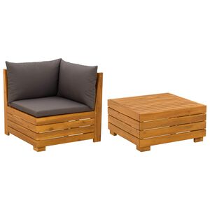 vidaXL 2 Pe&ccedil;a Conjunto de Lounge de Jardim Madeira S&oacute;lida de Ac&aacute;cia