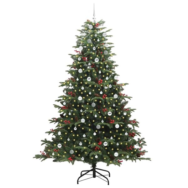 vidaXL &Aacute;rvore de Natal Artificial Verde 240 cm PVC, Metal e Pl&aacute;stico