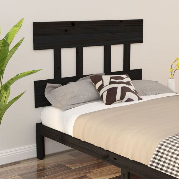 vidaXL Cabeceira de cama 103,5x3x81 cm pinho maci&ccedil;o preto