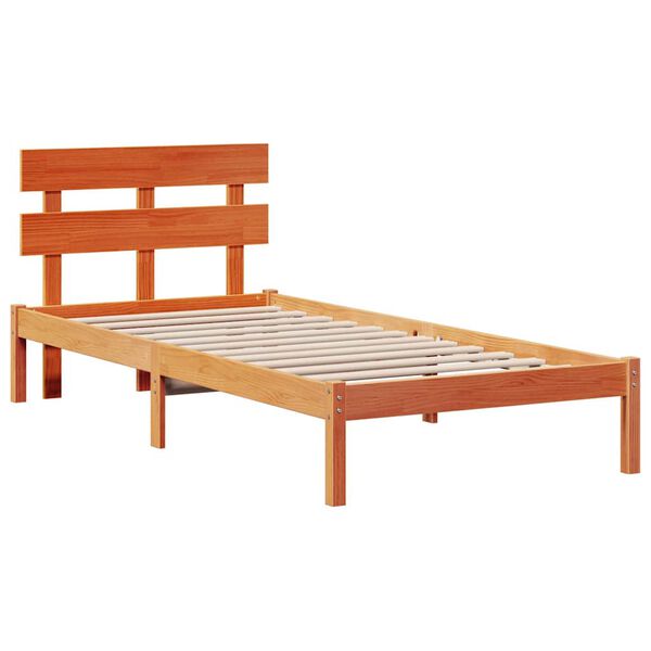 vidaXL Estrutura da Cama Castanho 75 x 190 cm Madeira de pinho maci&ccedil;a