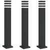 vidaXL Candeeiro ch&atilde;o p/ exterior c/ tomada 3 pcs 80 cm alum&iacute;nio preto