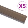 vidaXL Perfil p/ escada em forma de L 5 pcs alum&iacute;nio 90 cm castanho