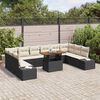 vidaXL Conjunto de Sofá de Jardim 11 pcs Preto Rattan Sintético