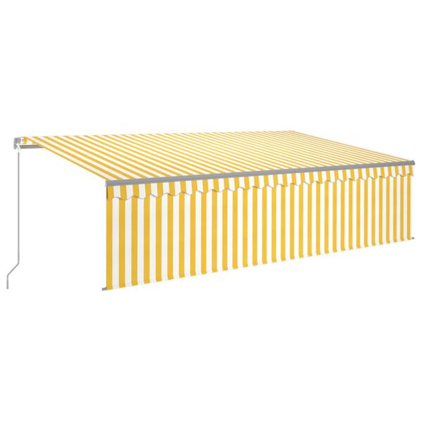 vidaXL Toldo retr&aacute;til manual com estore 5x3 m amarelo e branco