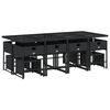 vidaXL 13 pcs conjunto de jantar p/jardim com almofad&otilde;es vime PE preto