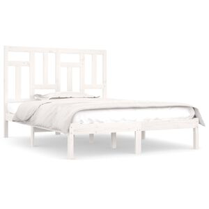 vidaXL Cama sem colch&atilde;o 200x200 cm madeira de pinho maci&ccedil;a branco