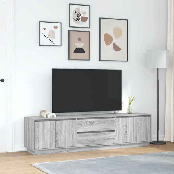 vidaXL M&oacute;vel de TV com luzes LED 193,5x41x50 cm cinzento sonoma