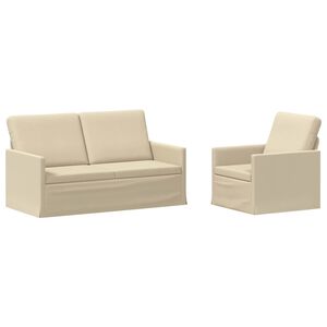 vidaXL Conjunto de Sof&aacute;s 2 pcs Creme Tecido