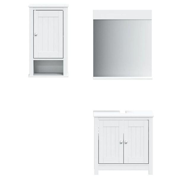 vidaXL 3 pcs conjunto de m&oacute;veis para WC BERG pinho maci&ccedil;o branco