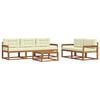vidaXL Conjunto de Sof&aacute;s para Exterior 6 pcs Natural e Creme