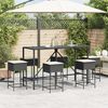 vidaXL 7 pcs conjunto de bar para jardim c/ almofad&otilde;es vime PE preto