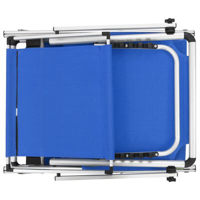 vidaXL Espreguiçadeira dobrável com teto alumínio e textilene azul