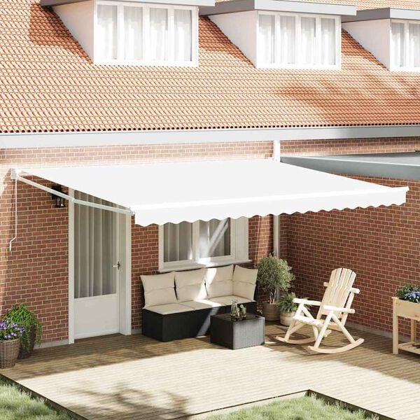 vidaXL Toldo Manual Branco 450 x 300 x 165 cm Poli&eacute;ster e Metal