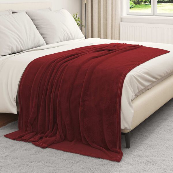 vidaXL Cobertor Vermelho Bordeaux 150 x 200 cm L&atilde;