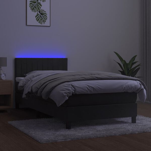 vidaXL Cama box spring c/ colch&atilde;o/LED 80x200 cm veludo cinzento-escuro