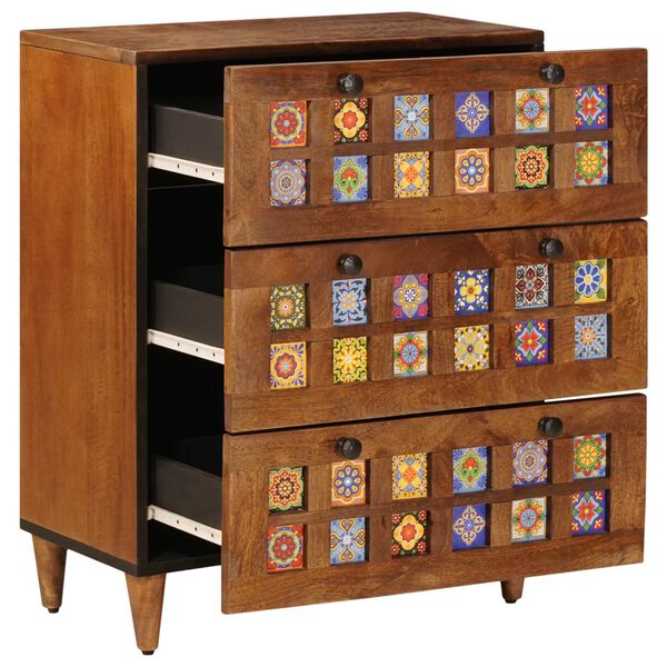 vidaXL Buffet Nogueira 60 x 33,5 x 75 cm Madeira de manga maci&ccedil;a