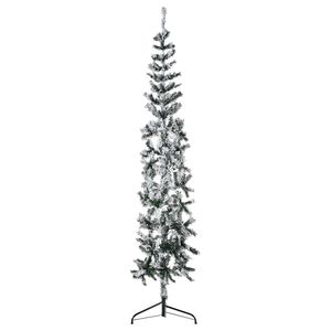 vidaXL Meia árvore de Natal fina com flocos de neve 180 cm
