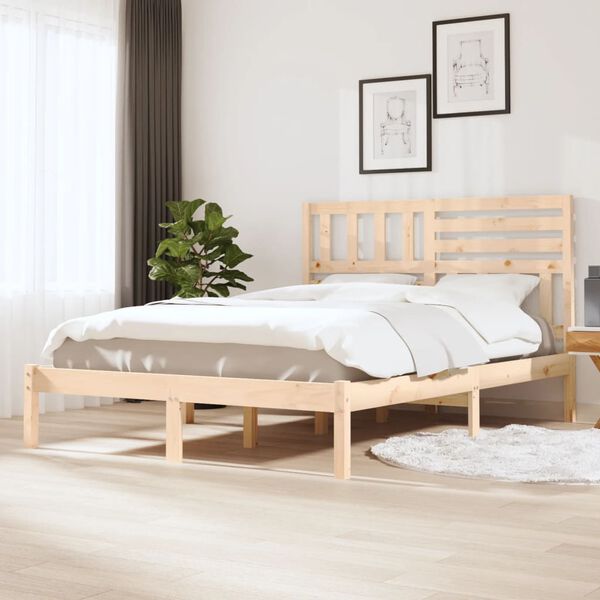 vidaXL Estrutura de cama 140x190 cm pinho maci&ccedil;o