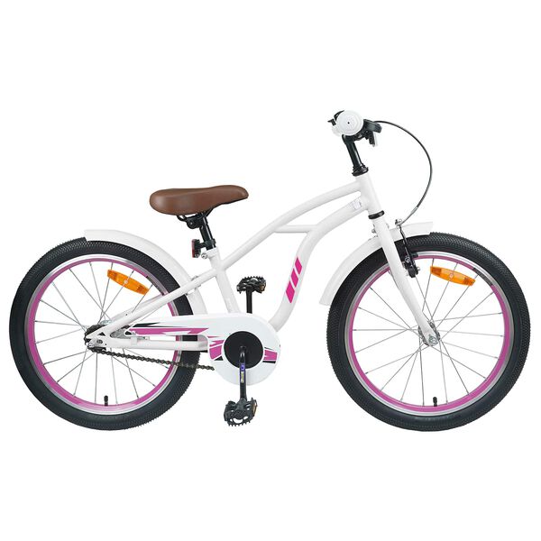 vidaXL Bicicleta Infantil 18 Polegadas para 5-7 anos Branco