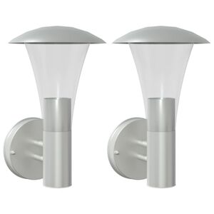 vidaXL Candeeiros de parede p/ exterior 2 pcs a&ccedil;o inoxid&aacute;vel prateado