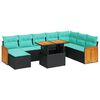 vidaXL 11 pcs conjunto sof&aacute;s jardim c/ almofad&otilde;es vime PE/ac&aacute;cia preto