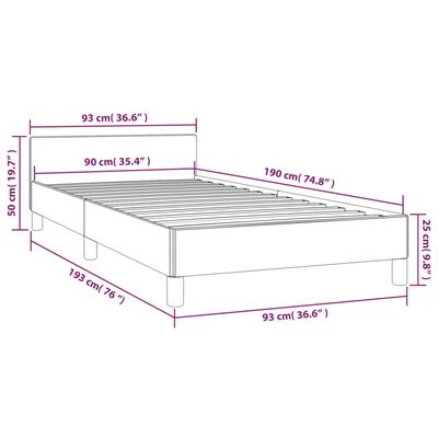 vidaXL Estrutura de cama c/ cabeceira tecido cor creme 90x190 cm