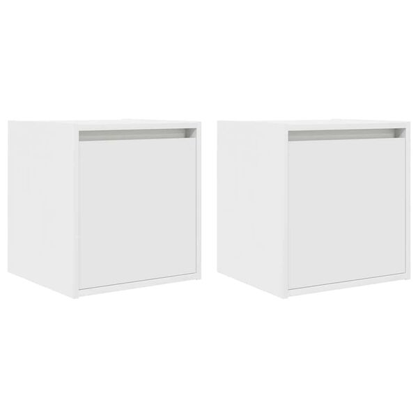 vidaXL Mesas de cabeceira de parede 2 pcs 38x34x40cm branco